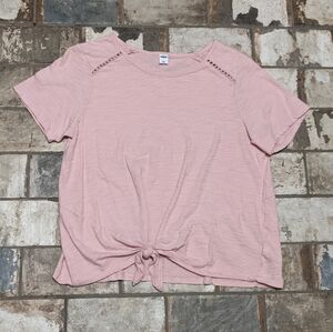 Old Navy Women's Large Light Pink Short Sleeve Tie Top